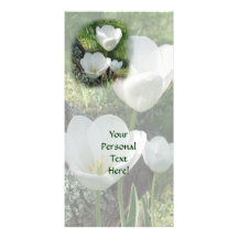 White Tulips Flower Trio Customised Photo Card