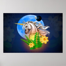 White Unicorn, Alien World Print