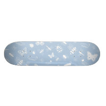 White Vector Bugs & Butterflies (Sky Blue Back) Skateboards