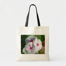 White with Pink Flowers Canvas Bags