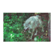 White Wolf Impressionist Abstract Art Canvas Gallery Wrap Canvas