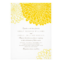 White Yellow Chrysanthemum Wedding Invitation