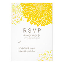 White Yellow Chrysanthemums Response RSVP Card
