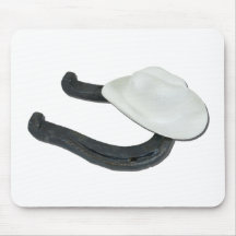 WhiteCowboyHatHorseshoe082611 Mousepads