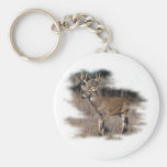 Whitetail deer in the field key chain