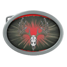 Whitetail  skull 3 belt buckle