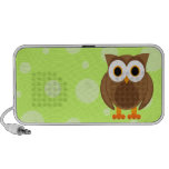 Who? Mr. Owl Cartoon Green with Dots PC Speakers