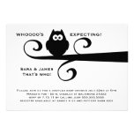 Whooooo's expecting MOD owl silhouette on branch Personalized Invitation