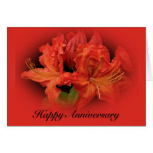 Wife Anniversary Orange Azaleas Cards