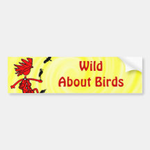 Wild About Birds Red Design Bumper Stickers