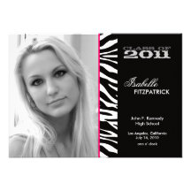 Wild Animal Print Zebra Graduation Announcement