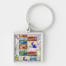 wild flower collage drip key chains