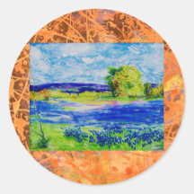 wild flower fields drip round sticker