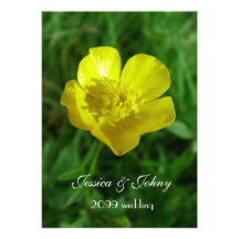 Wild flower yellow buttercup summer wedding personalized invitations