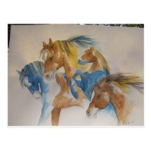 Wild Horses In Pastels Post Cards
