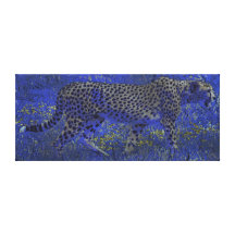 Wild Night-stalking Cheetah Hunting Wildlife Art Gallery Wrapped Canvas