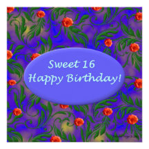 Wild Purple Sweet 16 Birthday Card Personalised Invite