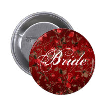 Wild Red Roses Bridal Button