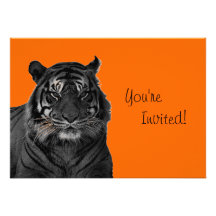 Wild Tiger Orange Custom Invitation