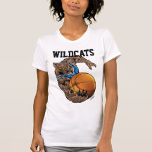 Wildcats Bobcats Basketball Blue, White Stripe Tee Shirts