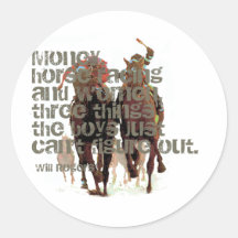 Will Rogers Horse Racing Quote Round Sticker