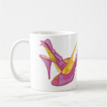 "Will work for shoes" pink heels coffee mug