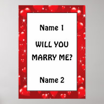 Will You Marry Me Red Hearts Poster