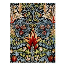 William Morris Snakeshead Floral Design Postcards