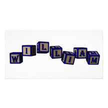 william toy blocks, blue photo greeting card
