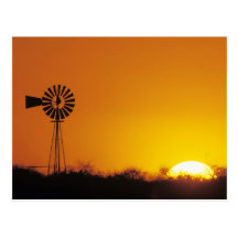 Windmill at sunset, Sinton, Texas, USA Post Card