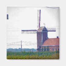 Windmill beside a farmhouse fridge magnet
