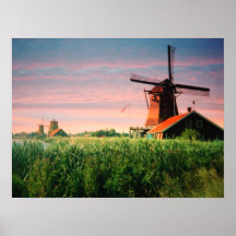 Windmills in the Morning Print