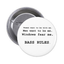 Windows Fear me Male Bass player version Pinback Buttons