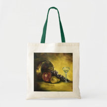 Wine and Fruit Canvas Tote Bag