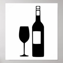 Wine bottle glass print
