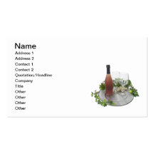 Wine Bottle Glasses Silver Charger Business Card Template