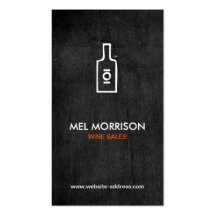 WINE BOTTLE LOGO on BLACK WOOD Business Card