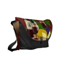 Wine Cheese Table Scene Courier Bag