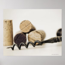 Wine corks with corkscrew print