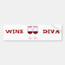 "WINE DIVA" FUN RED WINE PRINT BUMPER STICKERS