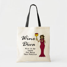 Wine Diva "Wine Is My Award For Being Fabulous" Canvas Bags