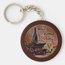 Wine Is Bottled Poetry Keychain