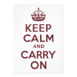 Wine Keep Calm and Carry On Invitation
