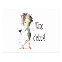 Wine o'clock! Humourous Wine saying gifts Post Cards