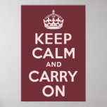 Wine Red Keep Calm and Carry On Posters