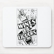 Wines & Liquors Retro Style Advert Mouse Pad