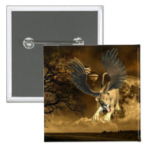 Winged Lioness  Button