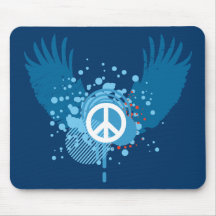 Winged Peace Sign Mouse Pads