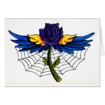 Winged rose greeting cards