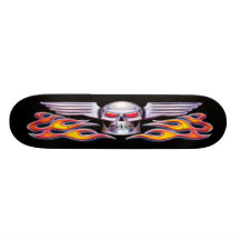Winged Skull with Flames Skateboard